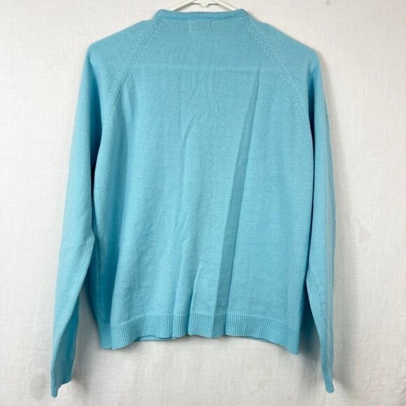 Vintage 60s Embroidered Button Up Cardigan Womens M Grandma Twee Academia Blue - Picture 4 of 7